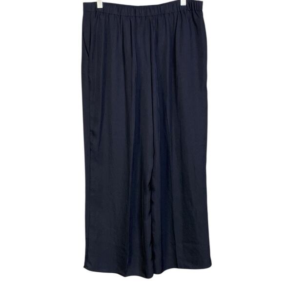 NWT Theory Wide Crop Pant in Washed Twill in Dark Navy - Picture 3 of 9